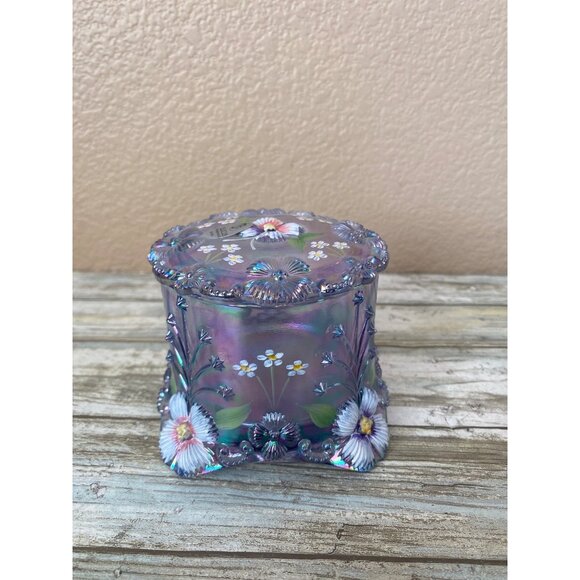 Fenton Iridescent Lavender Trinket Jar Scott K Fenton S Whitlatch Hand Painted - Picture 3 of 13